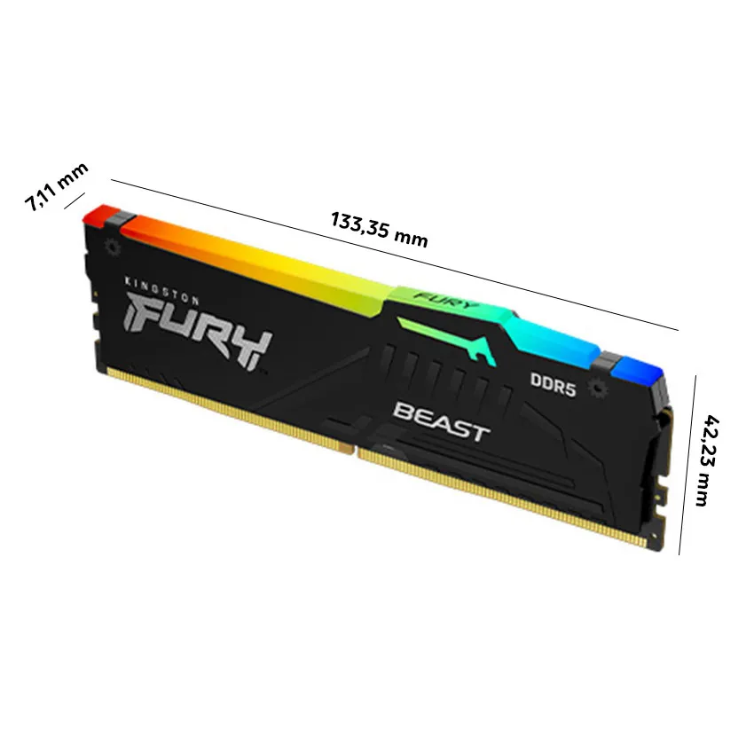 Ram Desktop Kingston Fury Beast RGB (KF560C40BBAK2-16) 16GB (2x 8GB) DDR5 6000Mhz