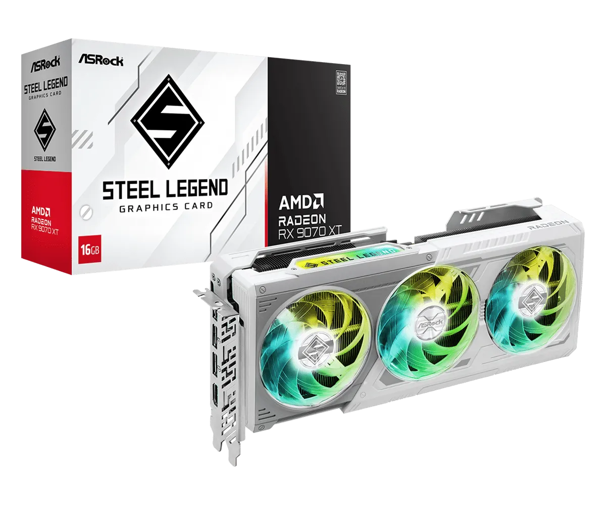 Card màn hình ASROCK AMD Radeon RX 9070 XT Steel Legend 16GB